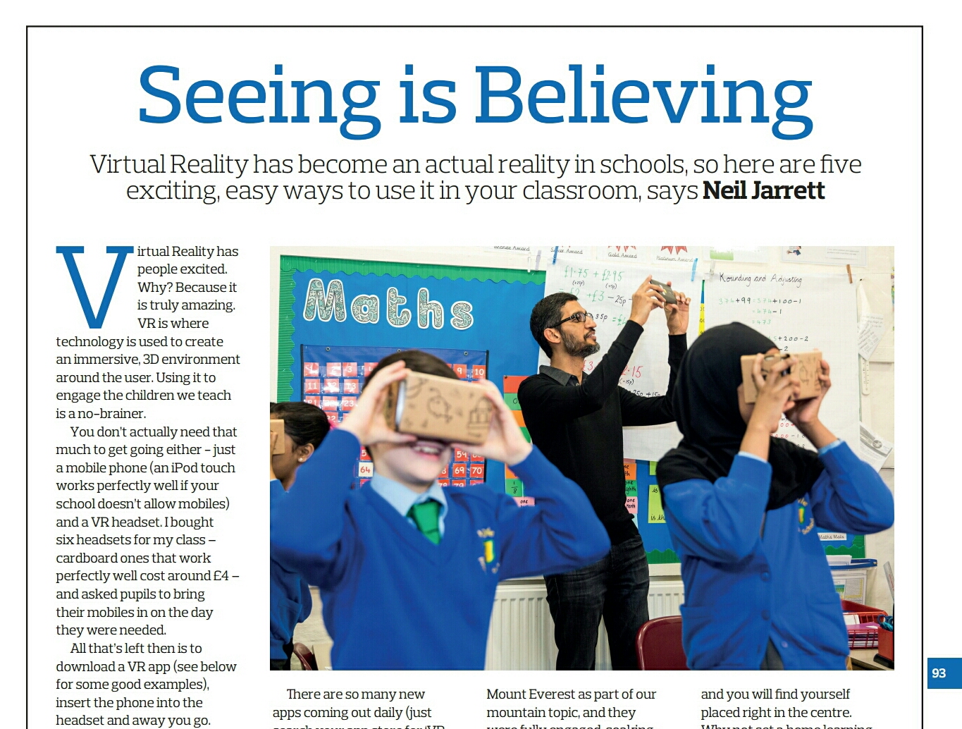 My article for Teach Primary Magazine: Teaching Using Virtual Reality.